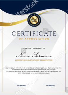 stock vector certificate of appreciation template gold and blue color clean modern certificate with gold badge 2030137460 1 1